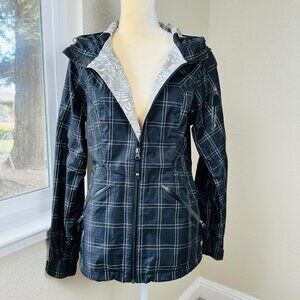 Burton Dry Ride Snowboarding Ski Shield Jacket Women's M Black Plaid Vents Mint!